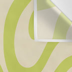 Modern Liquid Swirl Abstract Pattern Light Lime Linden and Beige Wall Tapestry Gallery Image 3
