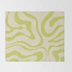 Modern Liquid Swirl Abstract Pattern Light Lime Linden and Beige Throw Blanket Gallery Image 2