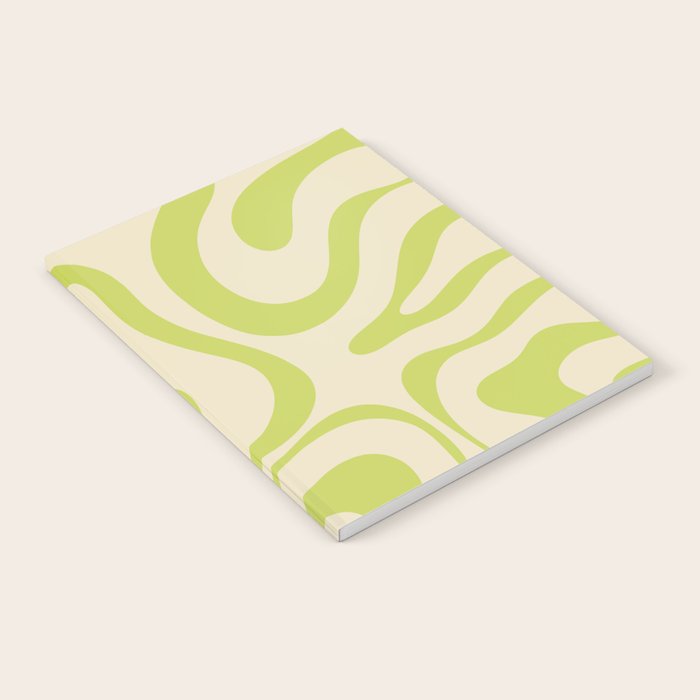 Modern Liquid Swirl Abstract Pattern Light Lime Linden and Beige Notebook Gallery Image 2