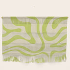 Modern Liquid Swirl Abstract Pattern Light Lime Linden and Beige Wall Hanging Gallery Image 1