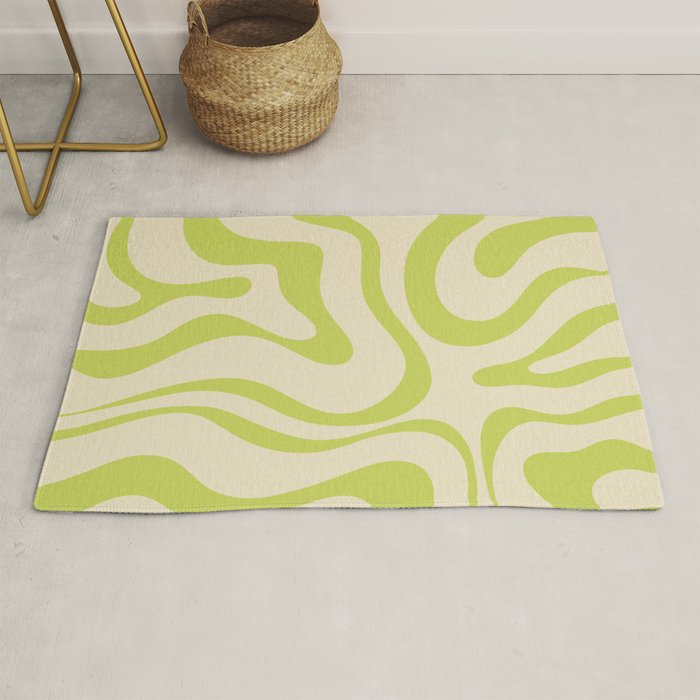 Modern Liquid Swirl Abstract Pattern Light Lime Linden and Beige Rug Gallery Image 1