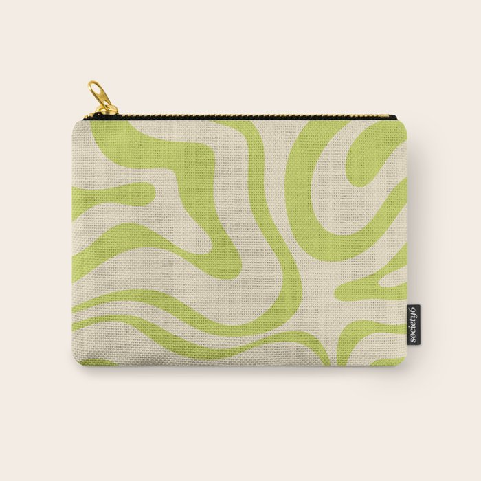 Modern Liquid Swirl Abstract Pattern Light Lime Linden and Beige Carry All Pouch Gallery Image 1