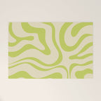 Modern Liquid Swirl Abstract Pattern Light Lime Linden and Beige Welcome Mat Gallery Image 1