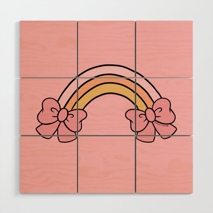 Bow Rainbow in Pink Wood Wall Art Gallery Image 1