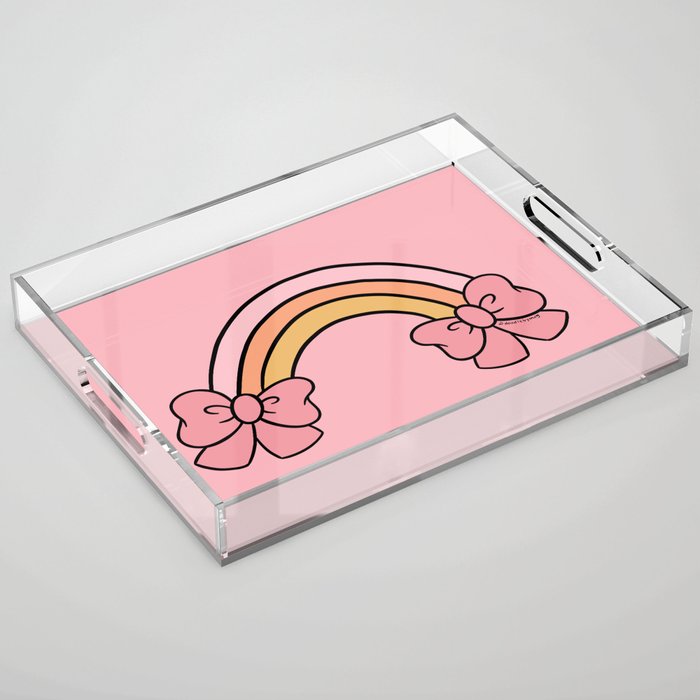Bow Rainbow in Pink Acrylic Tray Gallery Image 1