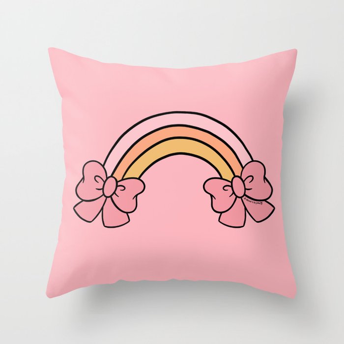 Bow Rainbow in Pink Throw Pillow Gallery Image 6