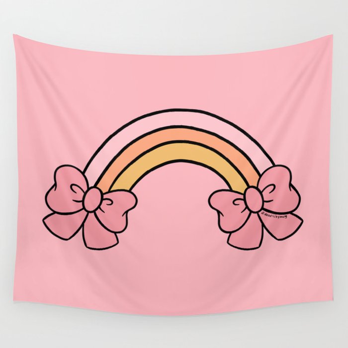 Bow Rainbow in Pink Wall Tapestry Gallery Image 4