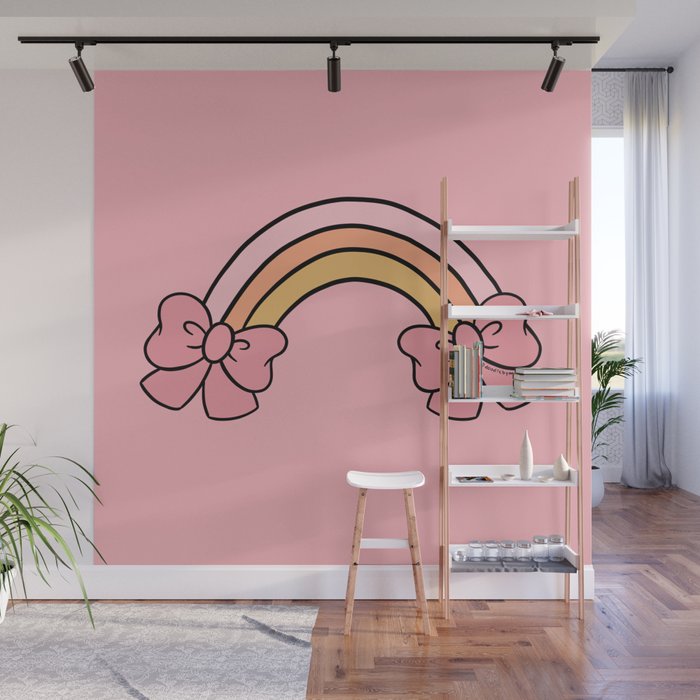 Bow Rainbow in Pink Wall Mural Gallery Image 1