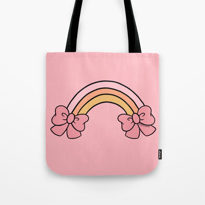 Bow Rainbow in Pink Tote Bag Gallery Image 1
