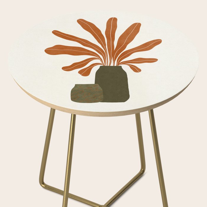 Two Green Vases & Orange Plant Side Table Gallery Image 2