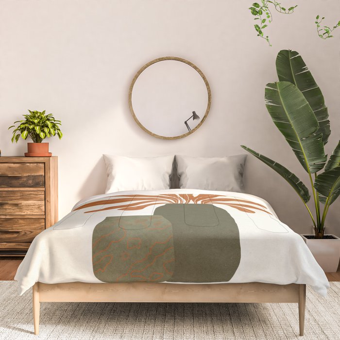 Two Green Vases & Orange Plant Comforter Gallery Image 3