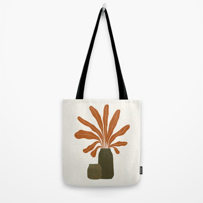 Two Green Vases & Orange Plant Tote Bag Gallery Image 2