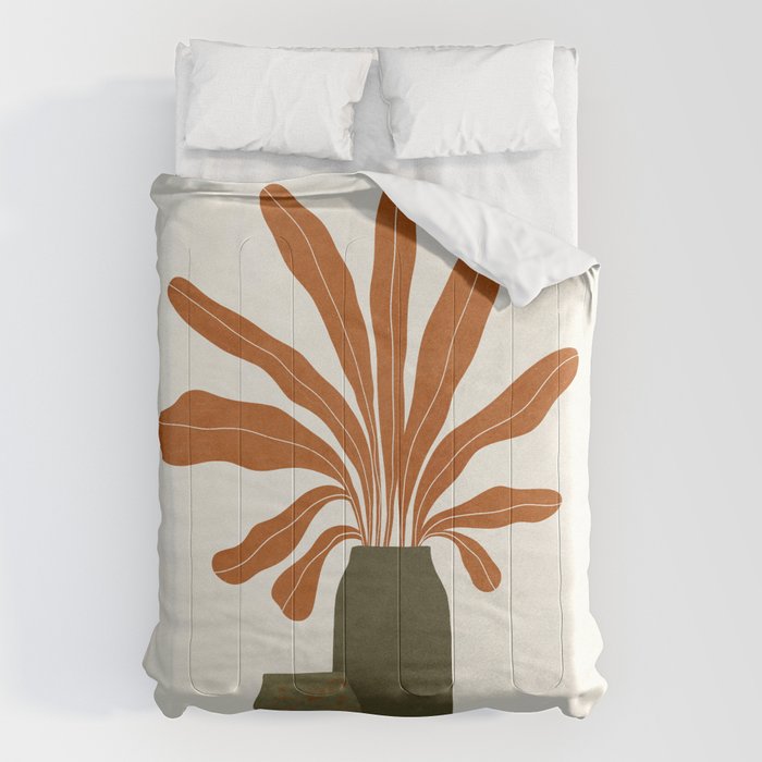 Two Green Vases & Orange Plant Comforter Gallery Image 1