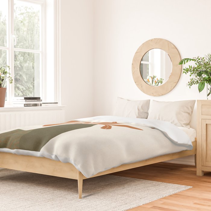 Two Green Vases & Orange Plant Duvet Cover Gallery Image 2