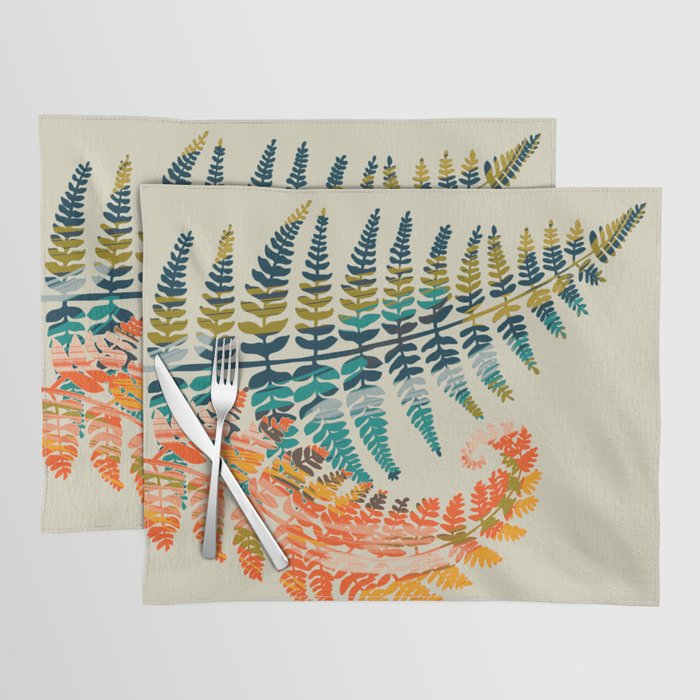 colorful fern leaves Placemat Gallery Image 1