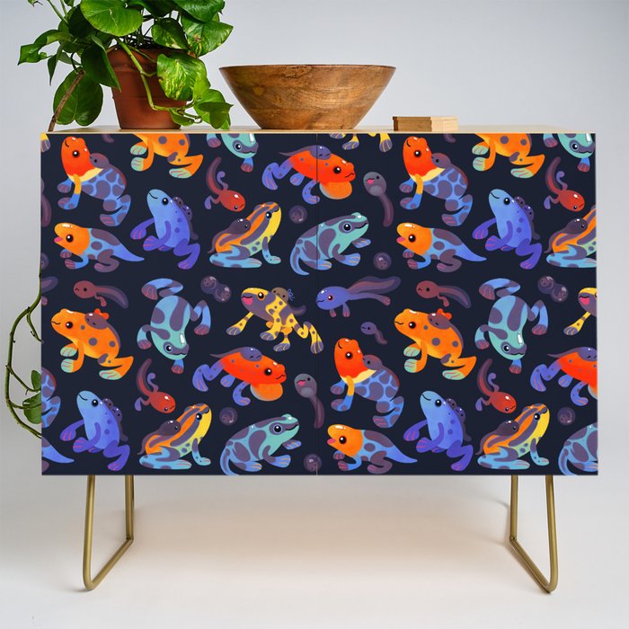 Poison dart frogs - dark Credenza Gallery Image 1