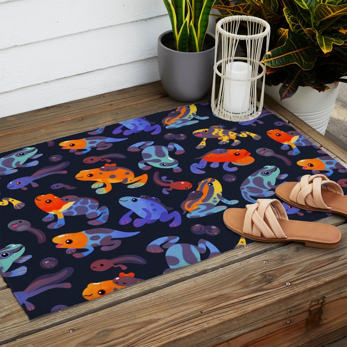 Poison dart frogs - dark Outdoor Rug Gallery Image 2