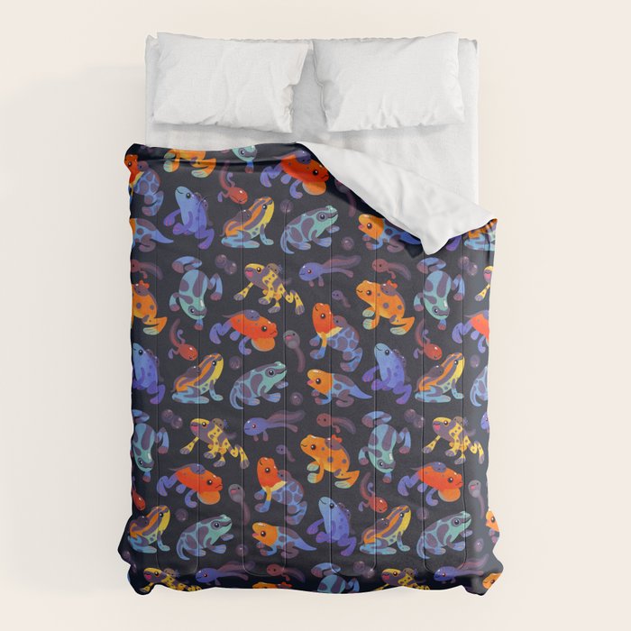 Poison dart frogs - dark Comforter Gallery Image 6