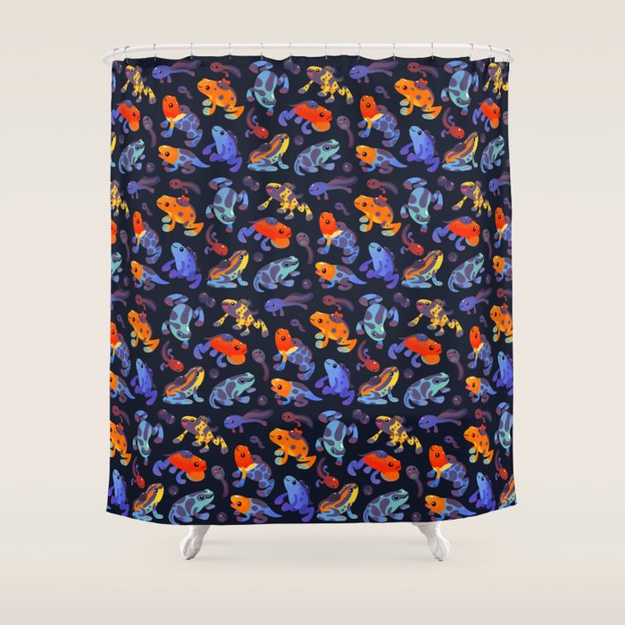Poison dart frogs - dark Shower Curtain Gallery Image 1