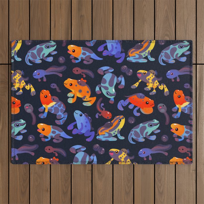 Poison dart frogs - dark Outdoor Rug Gallery Image 1