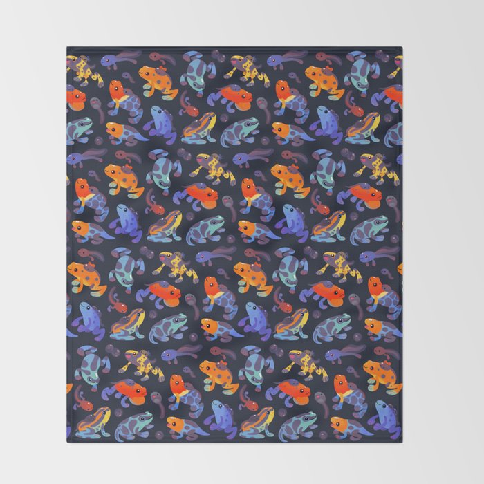 Poison dart frogs - dark Throw Blanket Gallery Image 2