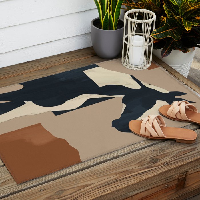 Abstract Minimal Horse 8 Outdoor Rug Gallery Image 2