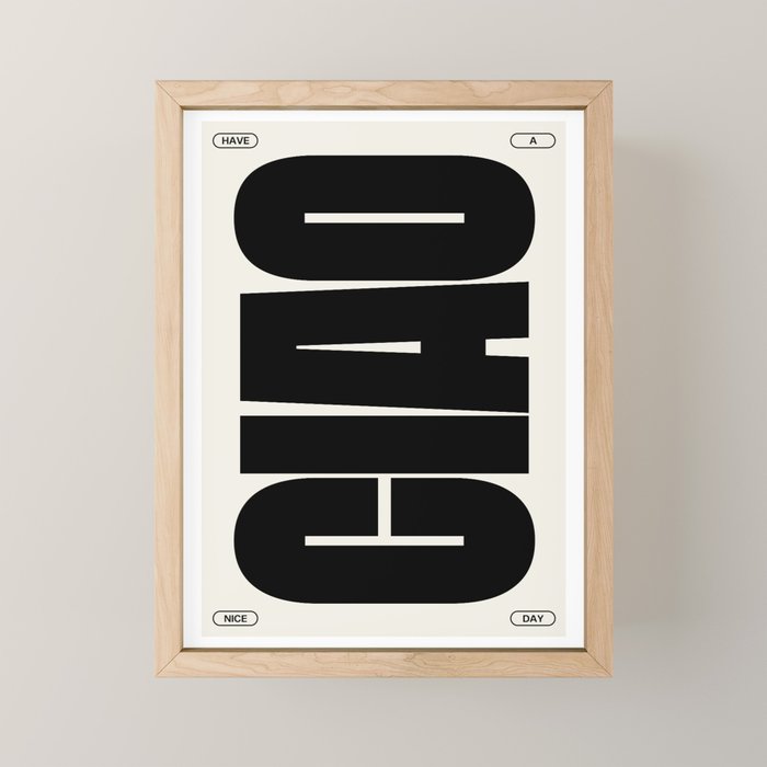 Ciao Poster Black Mini Art Print Gallery Image 1