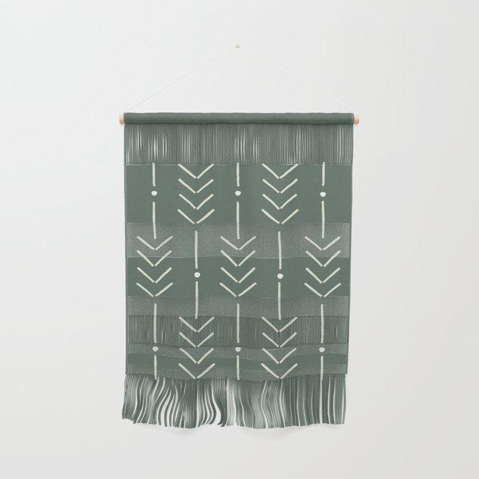 Arrow Lines Pattern in Forest Sage Green 2 Wall Hanging Gallery Image 1