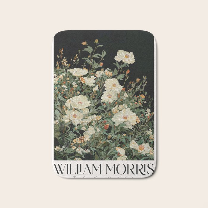 William Morris sage green Autumn Floral Print Art Nouveau maximalist wall art fall Flower Poster Bath Mat Gallery Image 1