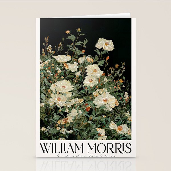 William Morris sage green Autumn Floral Print Art Nouveau maximalist wall art fall Flower Poster Stationery Card Gallery Image 2
