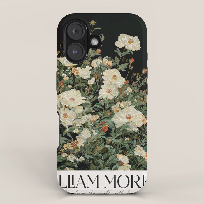 William Morris sage green Autumn Floral Print Art Nouveau maximalist wall art fall Flower Poster iPhone Case Gallery Image 1