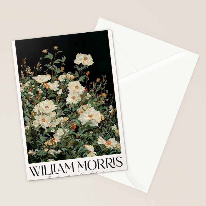 William Morris sage green Autumn Floral Print Art Nouveau maximalist wall art fall Flower Poster Stationery Card Gallery Image 2