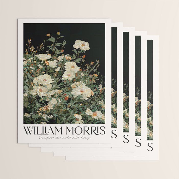 William Morris sage green Autumn Floral Print Art Nouveau maximalist wall art fall Flower Poster Wrapping Paper Gallery Image 3