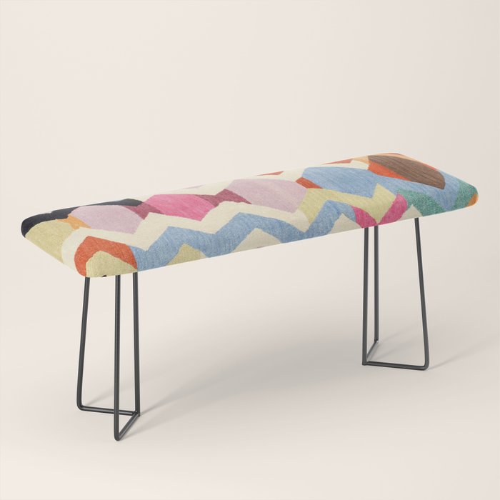 Colored Oriental  Berber Traditional Moroccan Artwork  Bench Gallery Image 1