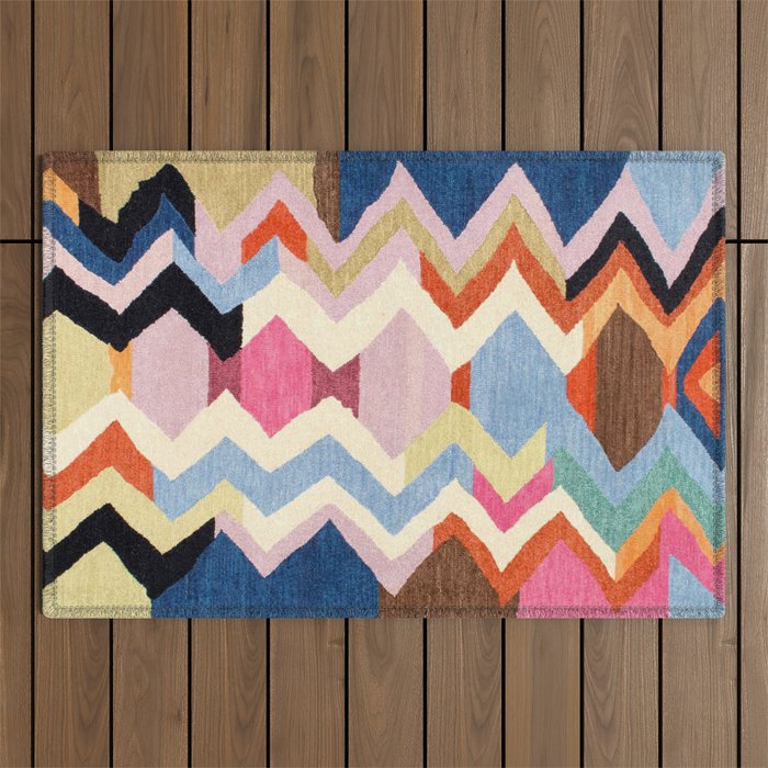 Colored Oriental  Berber Traditional Moroccan Artwork  Outdoor Rug Gallery Image 1