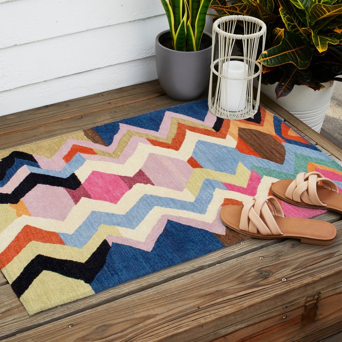 Colored Oriental  Berber Traditional Moroccan Artwork  Outdoor Rug Gallery Image 2