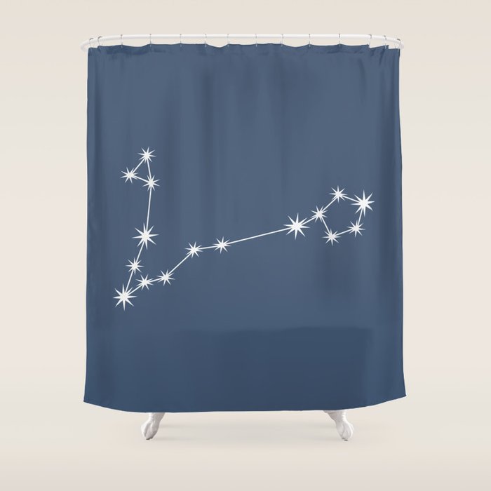 Pisces Zodiac Star Constellation Line Art Neutral Blue Shower Curtain Gallery Image 1