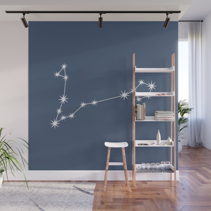 Pisces Zodiac Star Constellation Line Art Neutral Blue Wall Mural Gallery Image 1