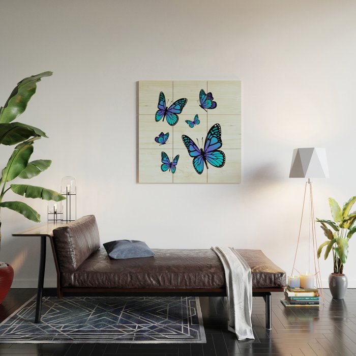 Butterfly Blues | Blue Morpho Butterflies Collage Wood Wall Art Gallery Image 2