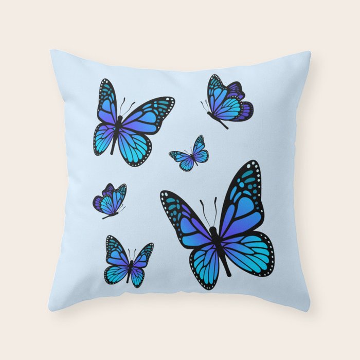 Butterfly Blues | Blue Morpho Butterflies Collage Throw Pillow Gallery Image 6