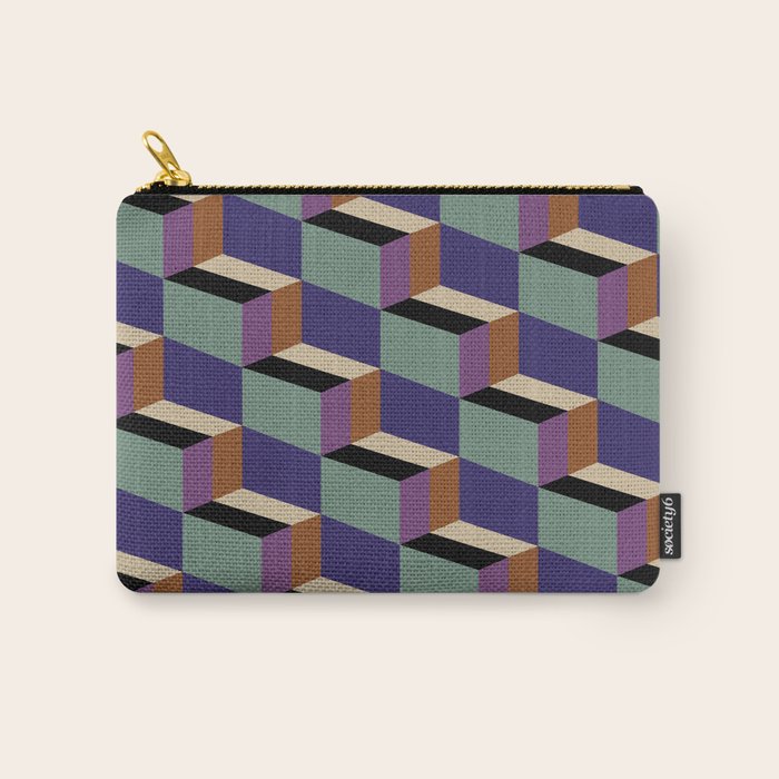 Cuboid Geometric Abstract Shapes Pattern XIX Carry All Pouch Gallery Image 1