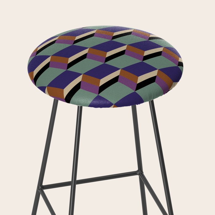Cuboid Geometric Abstract Shapes Pattern XIX Stool Gallery Image 2