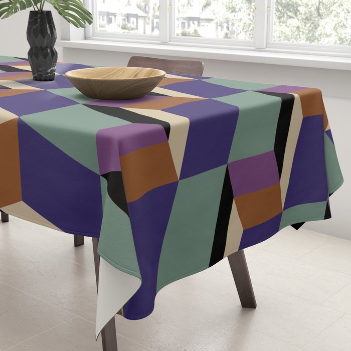 Cuboid Geometric Abstract Shapes Pattern XIX Tablecloth Gallery Image 3