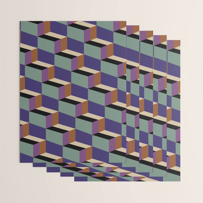 Cuboid Geometric Abstract Shapes Pattern XIX Wrapping Paper Gallery Image 3