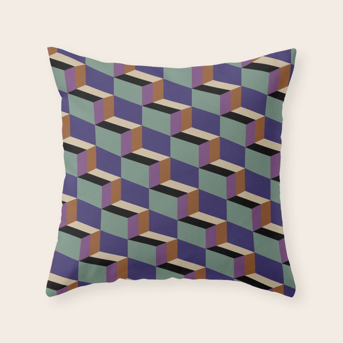 Cuboid Geometric Abstract Shapes Pattern XIX Throw Pillow Gallery Image 6