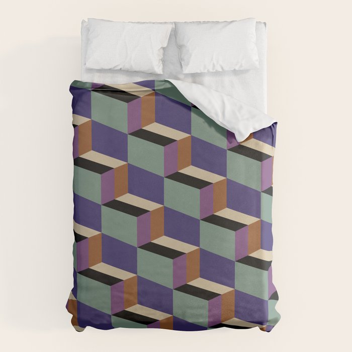 Cuboid Geometric Abstract Shapes Pattern XIX Duvet Cover Gallery Image 6
