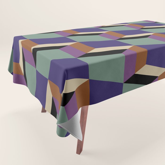 Cuboid Geometric Abstract Shapes Pattern XIX Tablecloth Gallery Image 1