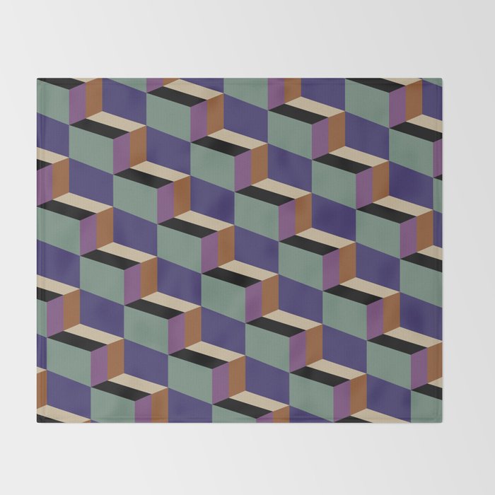 Cuboid Geometric Abstract Shapes Pattern XIX Throw Blanket Gallery Image 2