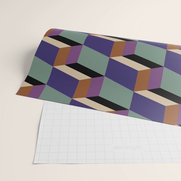 Cuboid Geometric Abstract Shapes Pattern XIX Wrapping Paper Gallery Image 2