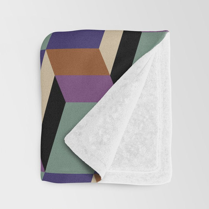Cuboid Geometric Abstract Shapes Pattern XIX Throw Blanket Gallery Image 3